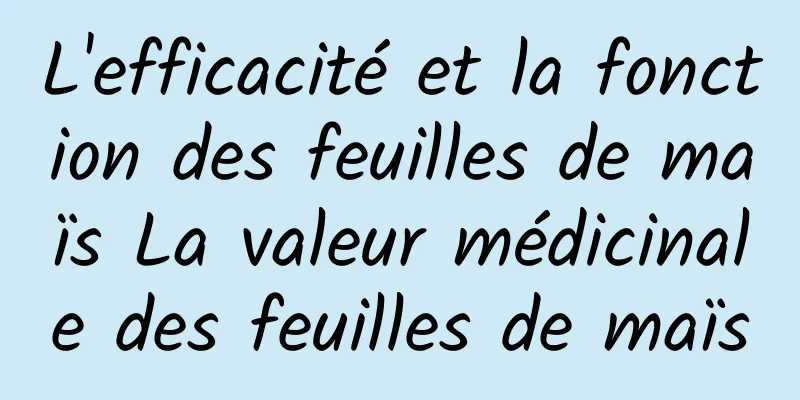 L'efficacité et la fonction des feuilles de maïs La valeur médicinale des feuilles de maïs