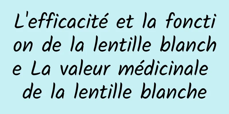 L'efficacité et la fonction de la lentille blanche La valeur médicinale de la lentille blanche