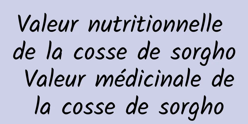 Valeur nutritionnelle de la cosse de sorgho Valeur médicinale de la cosse de sorgho