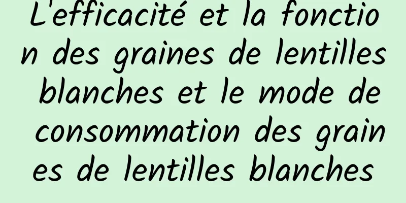 L'efficacité et la fonction des graines de lentilles blanches et le mode de consommation des graines de lentilles blanches