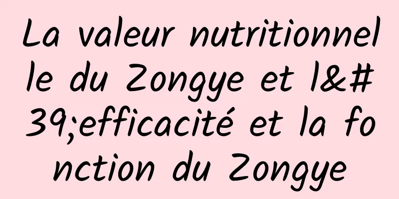 La valeur nutritionnelle du Zongye et l'efficacité et la fonction du Zongye