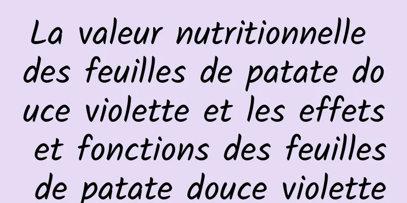 La valeur nutritionnelle des feuilles de patate douce violette et les effets et fonctions des feuilles de patate douce violette