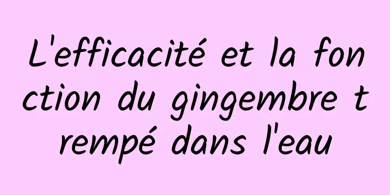 L'efficacité et la fonction du gingembre trempé dans l'eau