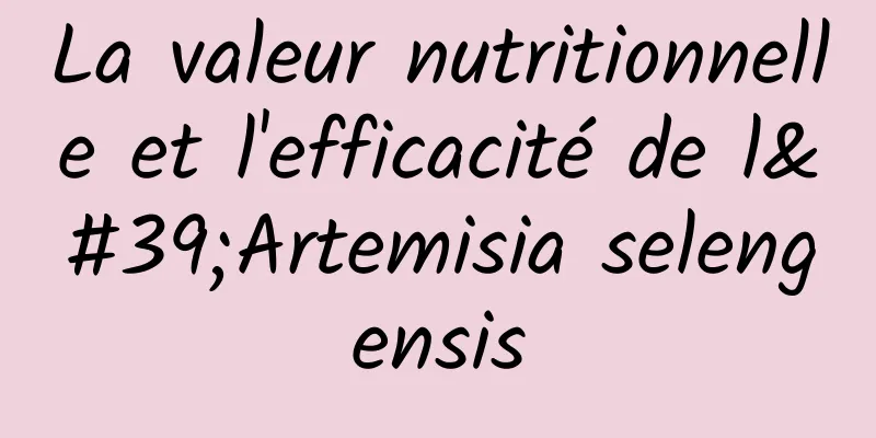 La valeur nutritionnelle et l'efficacité de l'Artemisia selengensis