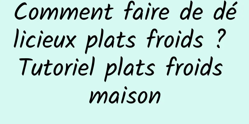 Comment faire de délicieux plats froids ? Tutoriel plats froids maison