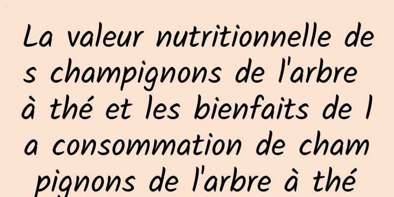 La valeur nutritionnelle des champignons de l'arbre à thé et les bienfaits de la consommation de champignons de l'arbre à thé