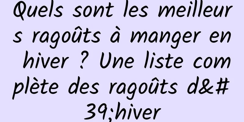 Quels sont les meilleurs ragoûts à manger en hiver ? Une liste complète des ragoûts d'hiver