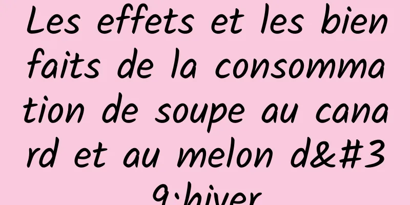 Les effets et les bienfaits de la consommation de soupe au canard et au melon d'hiver