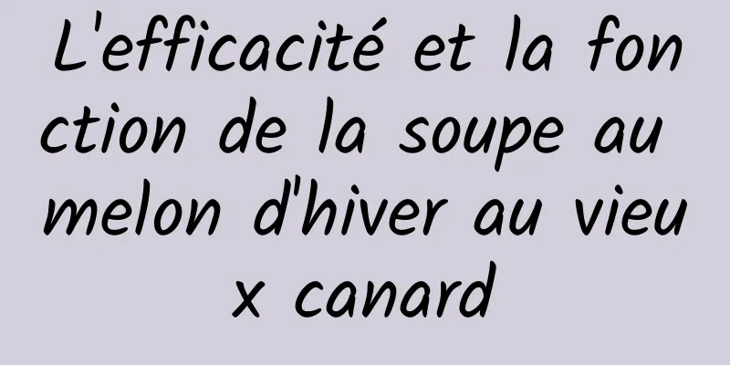 L'efficacité et la fonction de la soupe au melon d'hiver au vieux canard