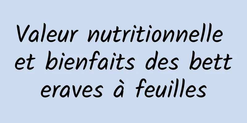 Valeur nutritionnelle et bienfaits des betteraves à feuilles