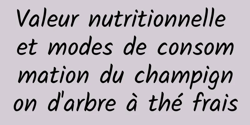 Valeur nutritionnelle et modes de consommation du champignon d'arbre à thé frais