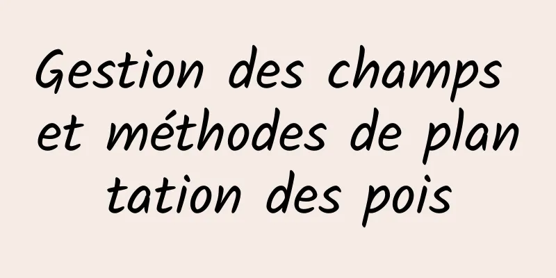 Gestion des champs et méthodes de plantation des pois