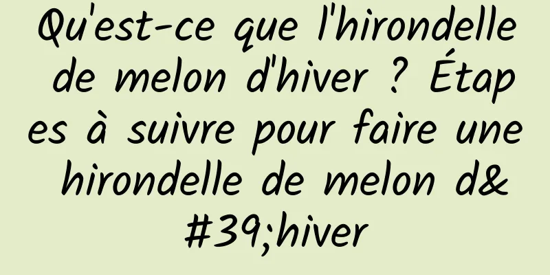 Qu'est-ce que l'hirondelle de melon d'hiver ? Étapes à suivre pour faire une hirondelle de melon d'hiver