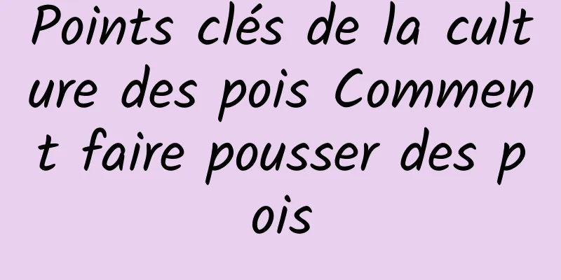 Points clés de la culture des pois Comment faire pousser des pois