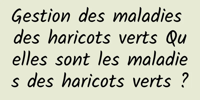 Gestion des maladies des haricots verts Quelles sont les maladies des haricots verts ?