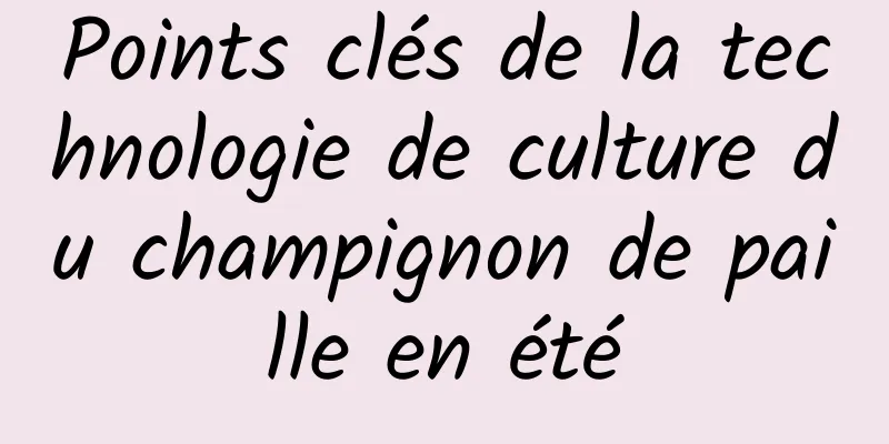 Points clés de la technologie de culture du champignon de paille en été