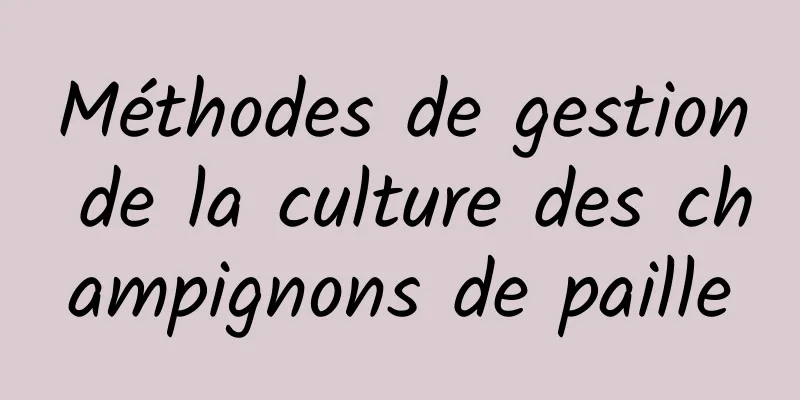 Méthodes de gestion de la culture des champignons de paille