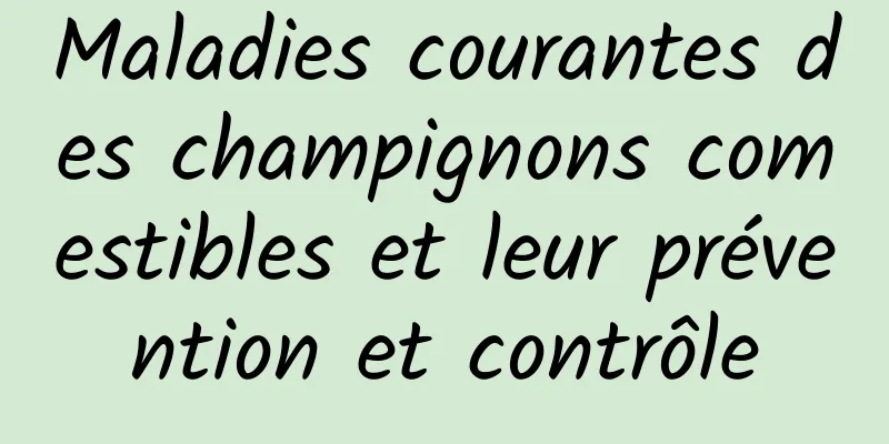 Maladies courantes des champignons comestibles et leur prévention et contrôle