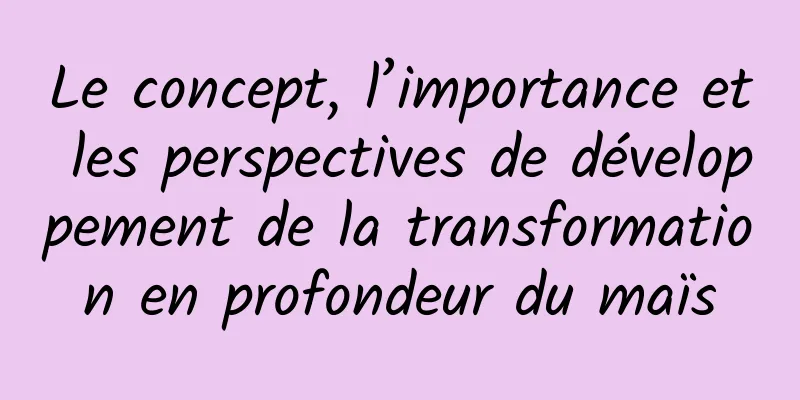 Le concept, l’importance et les perspectives de développement de la transformation en profondeur du maïs