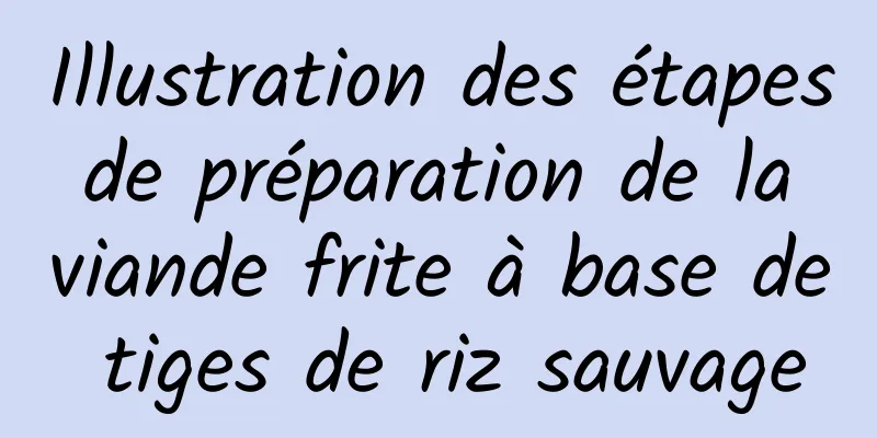 Illustration des étapes de préparation de la viande frite à base de tiges de riz sauvage