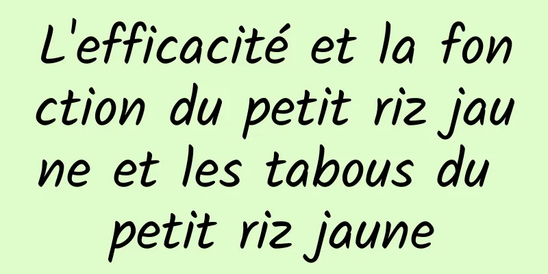 L'efficacité et la fonction du petit riz jaune et les tabous du petit riz jaune