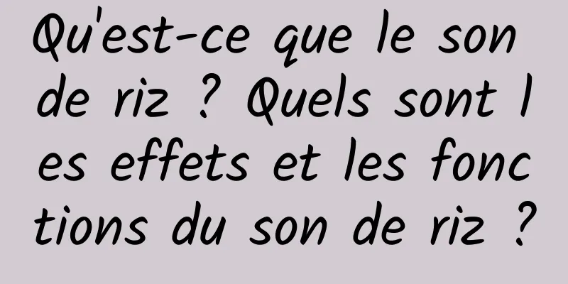 Qu'est-ce que le son de riz ? Quels sont les effets et les fonctions du son de riz ?