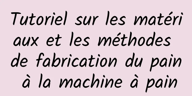 Tutoriel sur les matériaux et les méthodes de fabrication du pain à la machine à pain