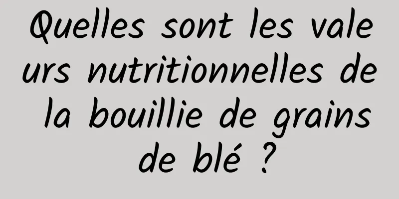 Quelles sont les valeurs nutritionnelles de la bouillie de grains de blé ?