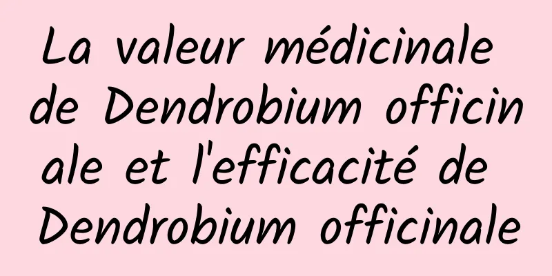 La valeur médicinale de Dendrobium officinale et l'efficacité de Dendrobium officinale