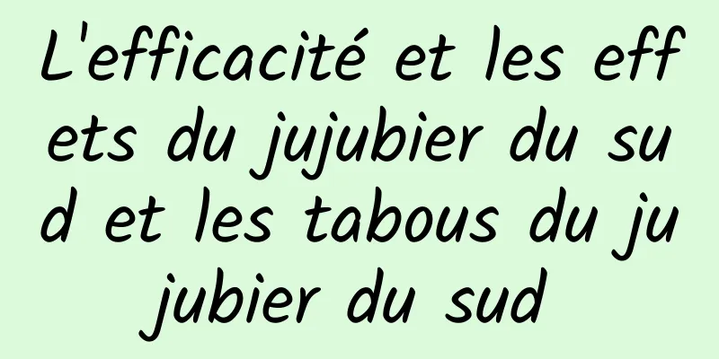 L'efficacité et les effets du jujubier du sud et les tabous du jujubier du sud