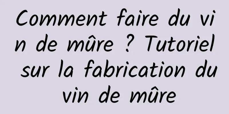 Comment faire du vin de mûre ? Tutoriel sur la fabrication du vin de mûre