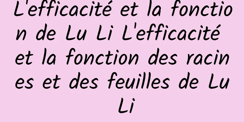 L'efficacité et la fonction de Lu Li L'efficacité et la fonction des racines et des feuilles de Lu Li