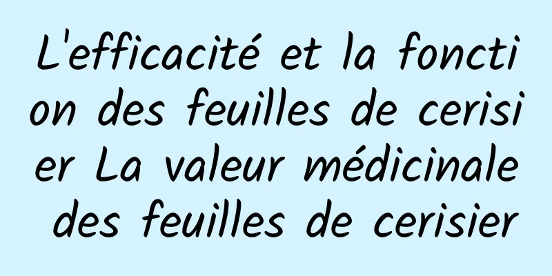 L'efficacité et la fonction des feuilles de cerisier La valeur médicinale des feuilles de cerisier