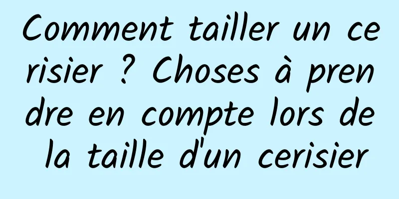 Comment tailler un cerisier ? Choses à prendre en compte lors de la taille d'un cerisier