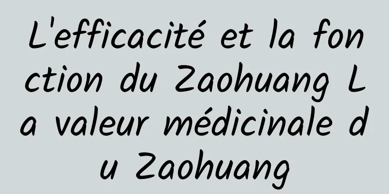 L'efficacité et la fonction du Zaohuang La valeur médicinale du Zaohuang