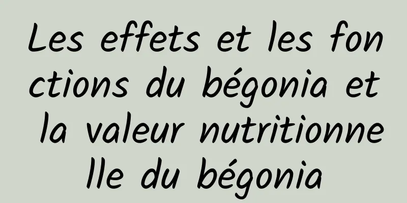 Les effets et les fonctions du bégonia et la valeur nutritionnelle du bégonia