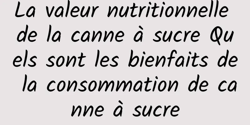 La valeur nutritionnelle de la canne à sucre Quels sont les bienfaits de la consommation de canne à sucre