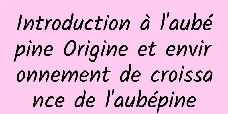 Introduction à l'aubépine Origine et environnement de croissance de l'aubépine