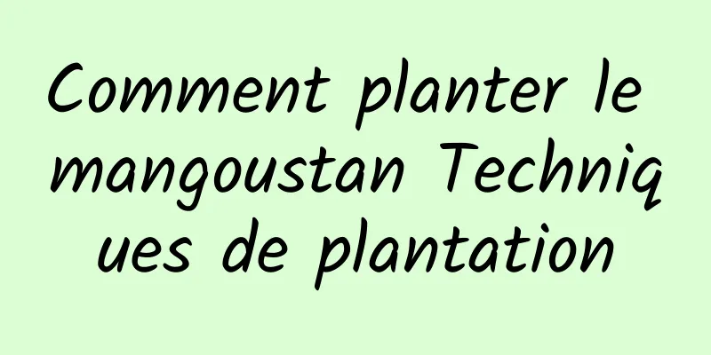 Comment planter le mangoustan Techniques de plantation