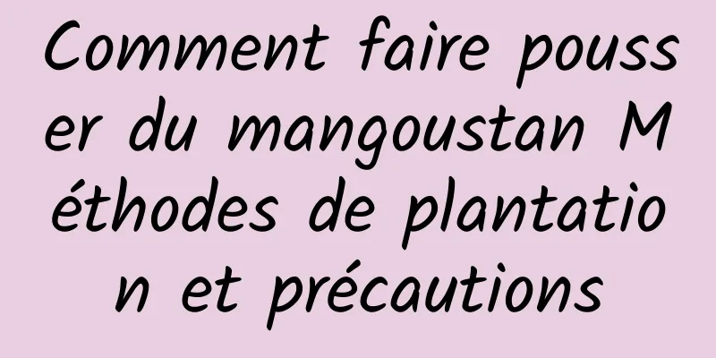 Comment faire pousser du mangoustan Méthodes de plantation et précautions