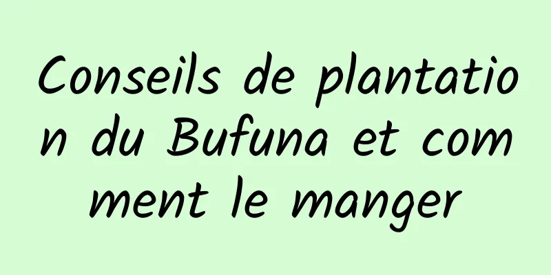 Conseils de plantation du Bufuna et comment le manger