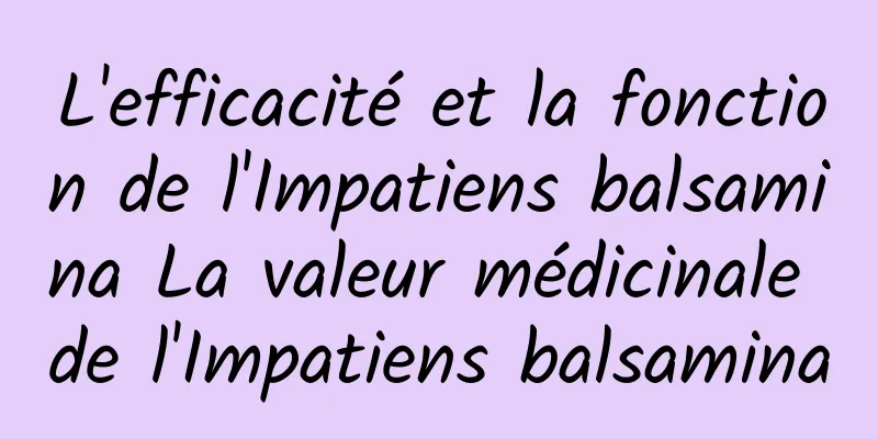 L'efficacité et la fonction de l'Impatiens balsamina La valeur médicinale de l'Impatiens balsamina