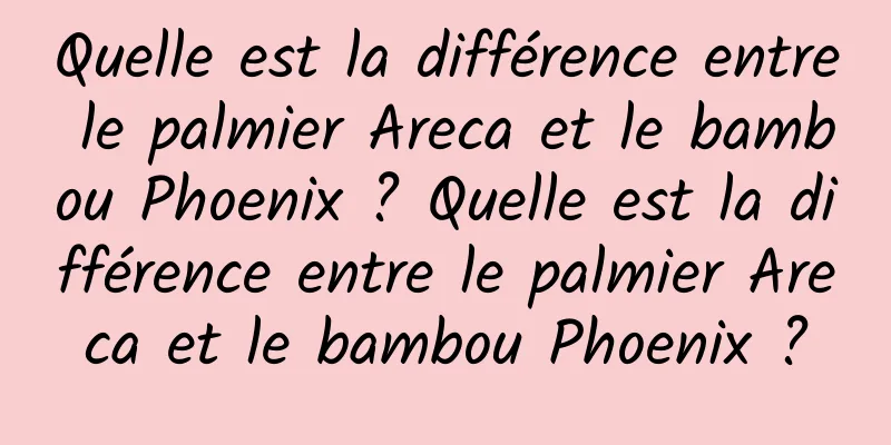 Quelle est la différence entre le palmier Areca et le bambou Phoenix ? Quelle est la différence entre le palmier Areca et le bambou Phoenix ?