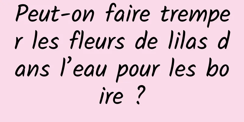 Peut-on faire tremper les fleurs de lilas dans l’eau pour les boire ?