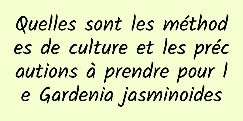 Quelles sont les méthodes de culture et les précautions à prendre pour le Gardenia jasminoides