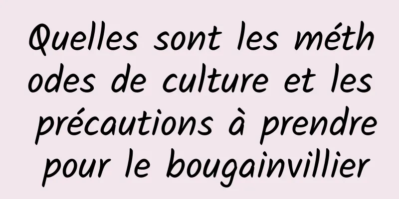 Quelles sont les méthodes de culture et les précautions à prendre pour le bougainvillier