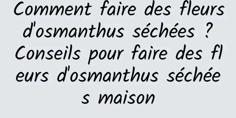 Comment faire des fleurs d'osmanthus séchées ? Conseils pour faire des fleurs d'osmanthus séchées maison