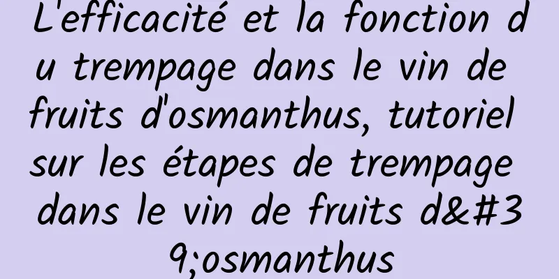 L'efficacité et la fonction du trempage dans le vin de fruits d'osmanthus, tutoriel sur les étapes de trempage dans le vin de fruits d'osmanthus