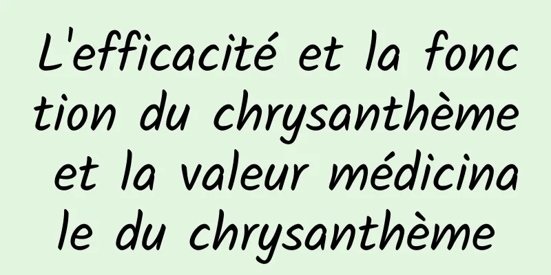 L'efficacité et la fonction du chrysanthème et la valeur médicinale du chrysanthème