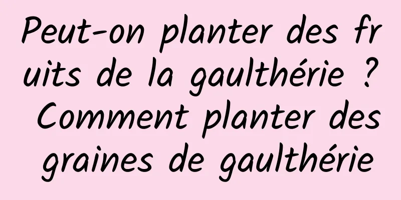 Peut-on planter des fruits de la gaulthérie ? Comment planter des graines de gaulthérie